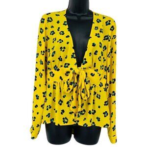 Cabi Women's Sunny Set Top Limited Edition‎ Wrap Tie Yellow Blouse Size S